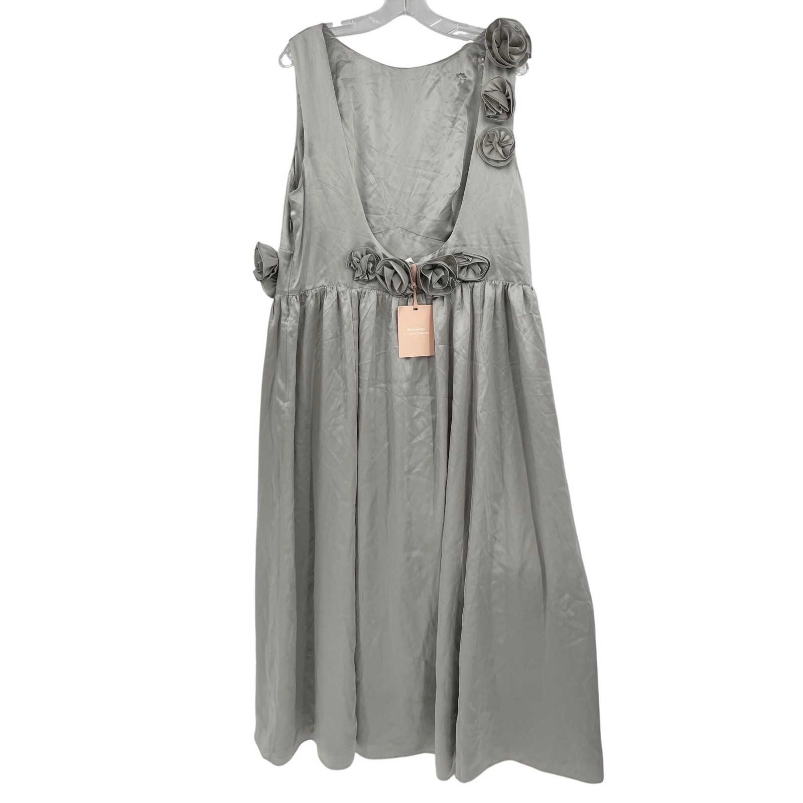 Reformation Dress Flor Nyc Ballet 14 Moonlight Silver Silk Nwt